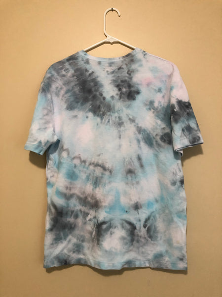 Iced Tie Dye Ribbed Tee - White, Blue, & Grey - S