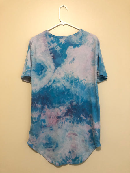 Iced Tie Dye Oversized Shirt - Lavender, Blue, & Pink - S
